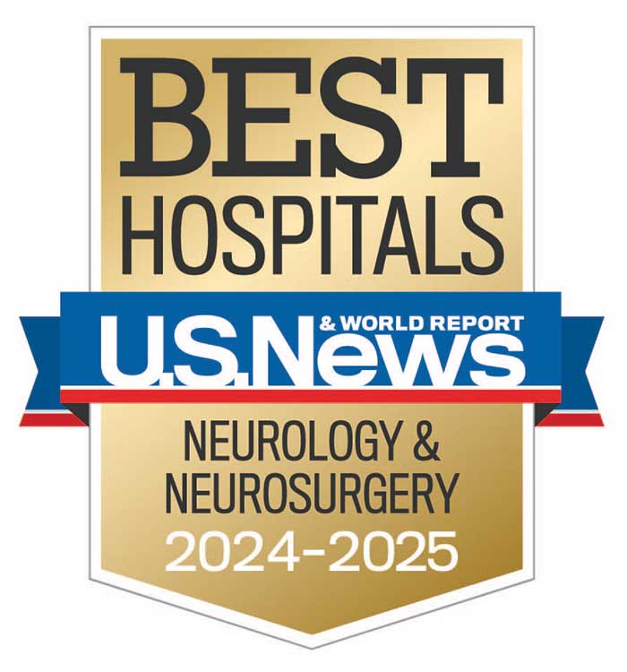 Banner image of U.S. News & World Report Best Hospitals – Ranked nationally in Neurology and Neurosurgery Specialties for 2024-2025.