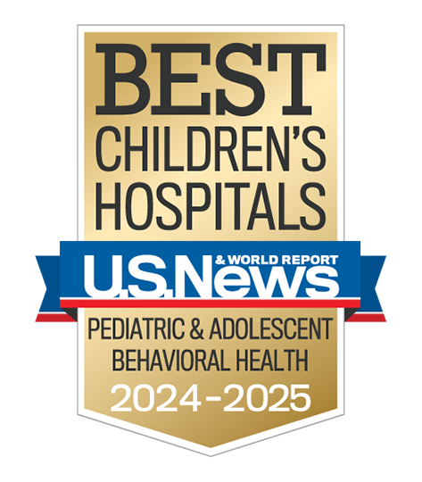 Best Children's Hospital U.S. News & World Report Pediatric and Adolescent Behavioral Health logo badge 2024